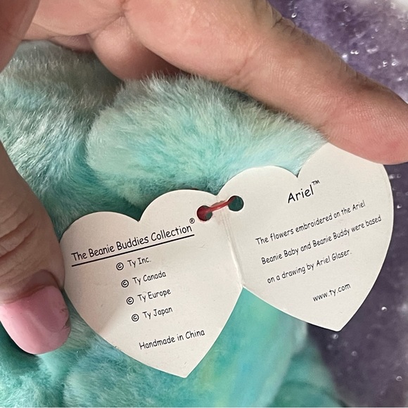 TY - Retired Ariel Beanie Buddies 14” Plush Teddy Bear - 2001 - Picture 4 of 10